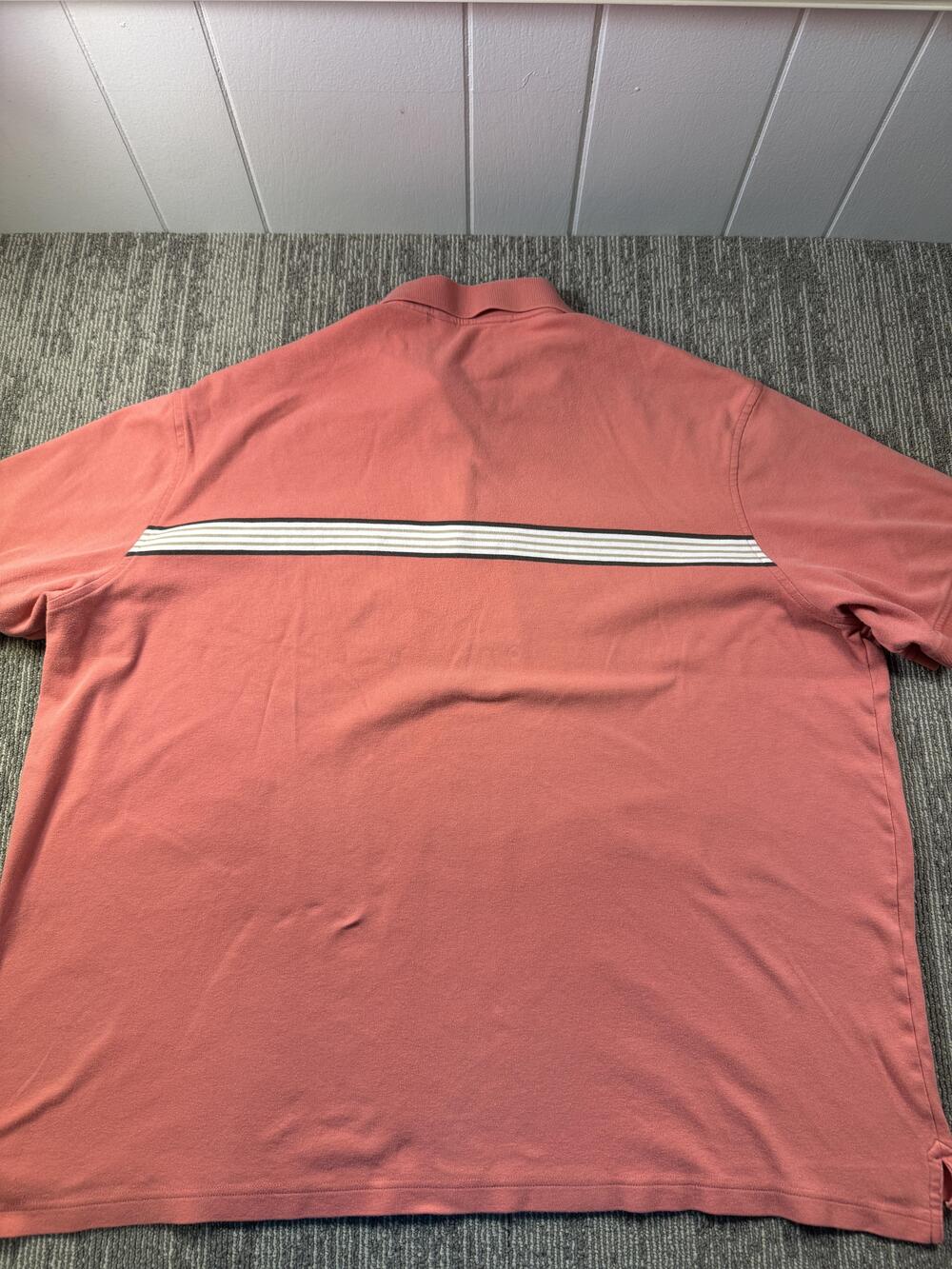 Roundtree & Yorke Polo Shirt Mens Big 3XLT Pink Stripe 100% Cotton Casual Knit - Picture 9 of 9